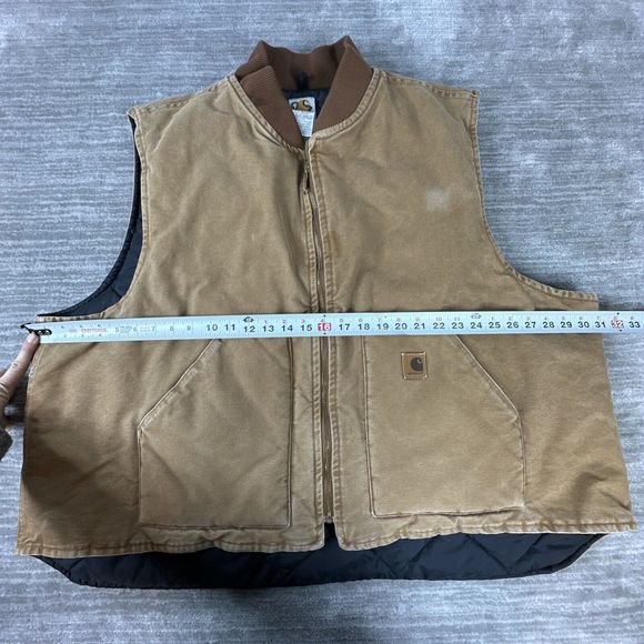 CARHARTT V02 Duck Canvas Vest Quilt Lined Brown Vintage USA Made Size 4XL - Picture 7 of 9